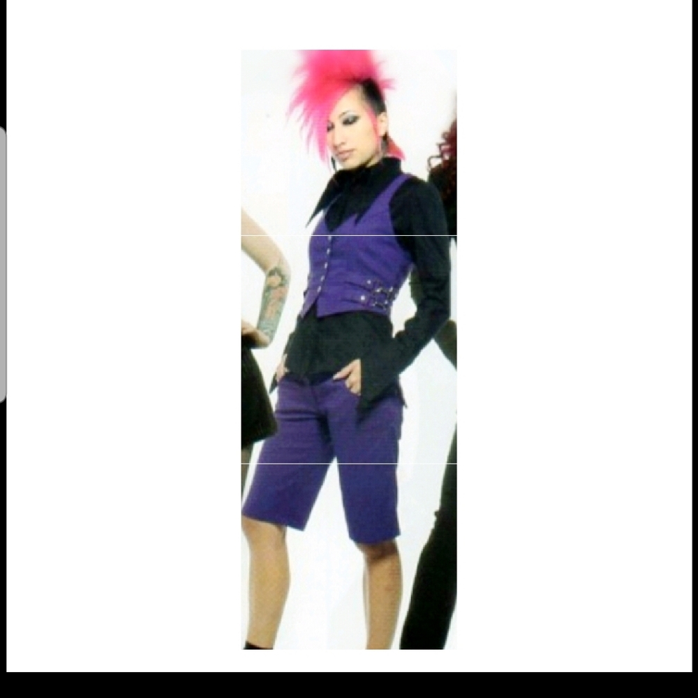 Bnwot Lip Service Purple Pinstripes Capri Shorts